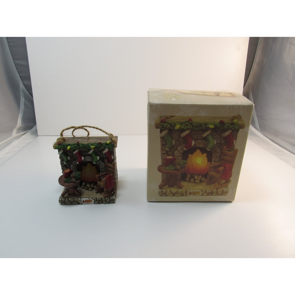 Cracker Barrel Light Up Fireplace Ornament Christmas Holiday Decor 3.5in